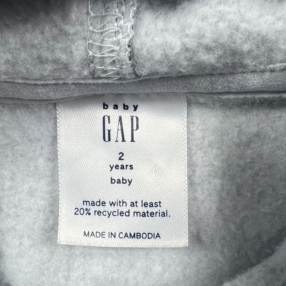 Baby Gap Construction Truck Hoodie Jogger Set 2 Years Gray Fleece Sweatsuit 2T